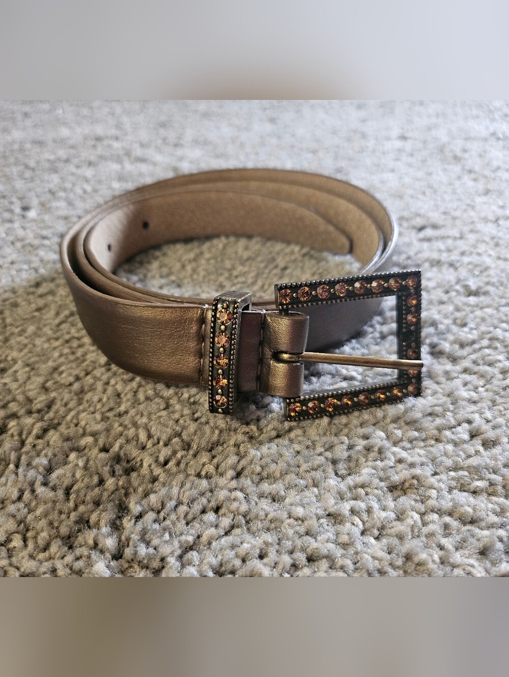 Bronze Womens Belt with Jeweled Buckle